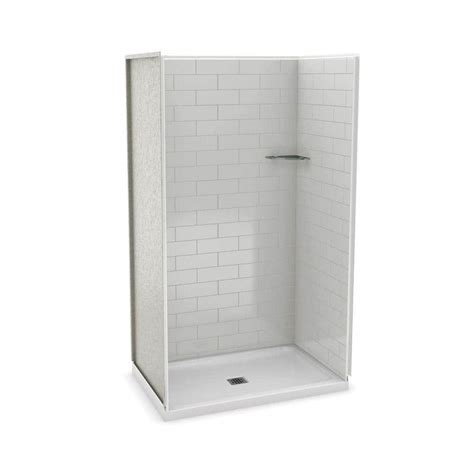 Utile by MAAX 32 in. x 48 in. x 83.5 in. Alcove Shower Kit with Base in Metro Soft Grey-106256 ...