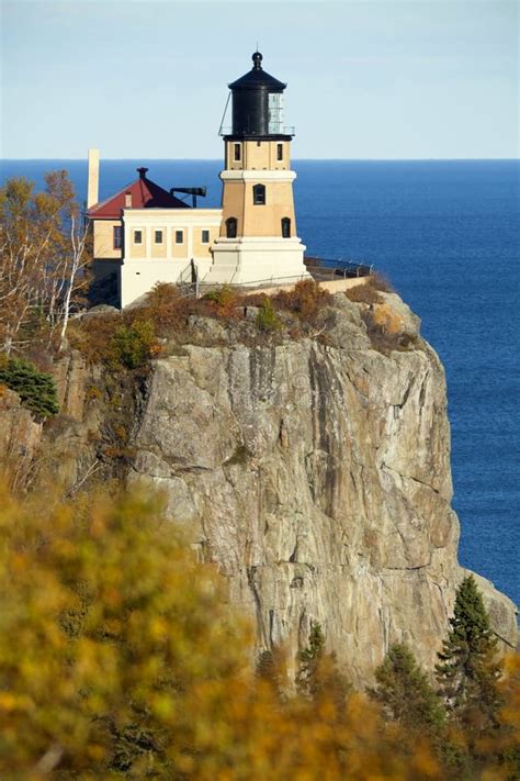 Split Rock Lighthouse Sunrise Silhouette Stock Photo - Image of nature ...