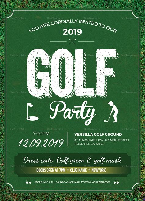 Golf Party Invitation Design Template in Word, PSD, Publisher