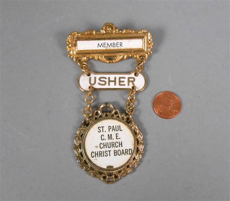 Vintage Usher Badge St Paul CME Church Christ Board | Etsy