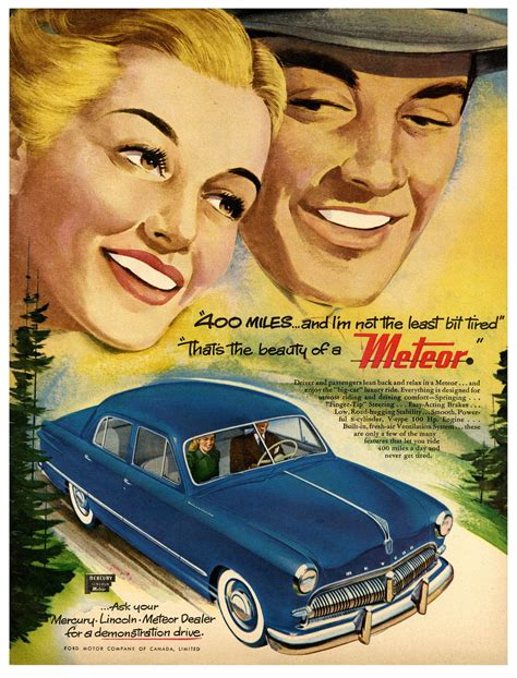 1950 Meteor | Automobile advertising, Car ads, Car advertising