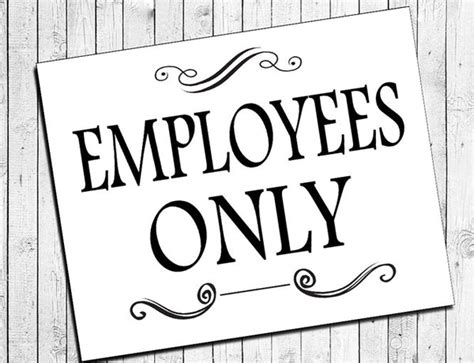 Printable EMPLOYEES ONLY Instant Download 8x10 Sign for Business – J & S Graphics