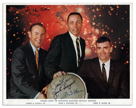 Lot Detail - Apollo 13 Crew-Signed 10'' x 8'' Photo -- Issued by NASA Before The Nearly ...