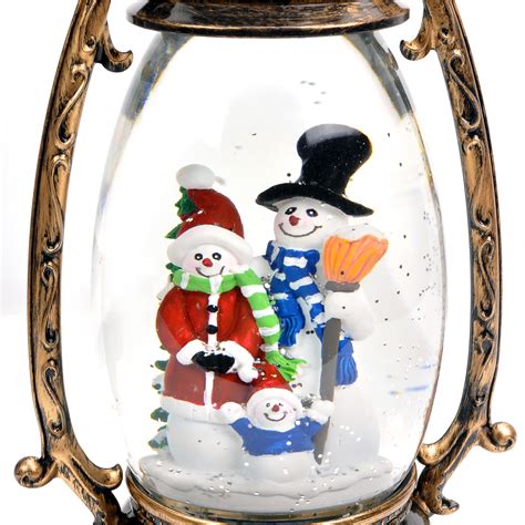 Musical Christmas Snow Globe LED Lighted Lantern Battery Operated Glitter Water | eBay