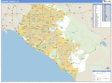 Orange County, California Zip Code Wall Map | Maps.com.com