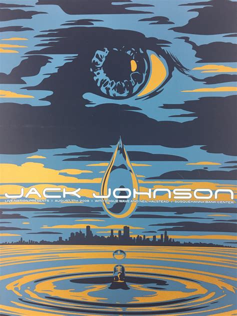 Jack Johnson - 2008 Todd Slater Poster Camden, NJ Susquehanna Bank Cen