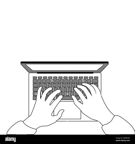 Hands typing laptop silhouette Stock Vector Images - Alamy