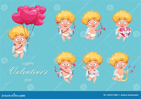 Happy Valentine`s Day. Funny Cupid Kid Stock Vector - Illustration of ...