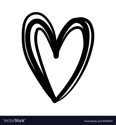 Heart love drawing work art style silhouette icon Vector Image