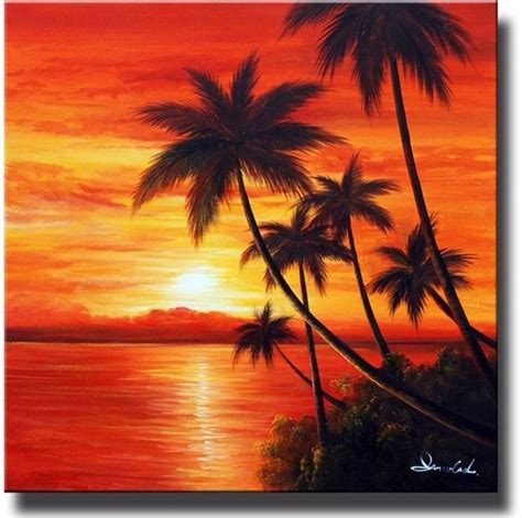 Palm trees | Beach canvas paintings, Beach canvas art, Sunset canvas painting