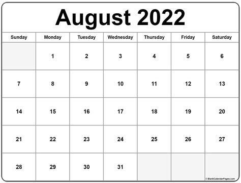 August 2022 Printable Calendar | Free Printable Calendar Monthly