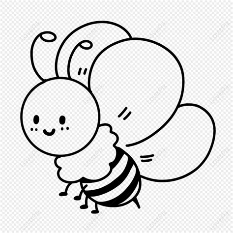 Little Bee Line Drawing, Black And White, Bee Outline, Doodle Stick ...