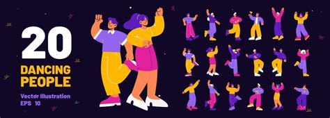 Dancing people, happy persons in different poses 16265918 Vector Art at ...