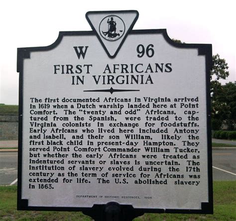 First Africans In Virginia Marker - Texas Institute for the Preservation of History and Culture