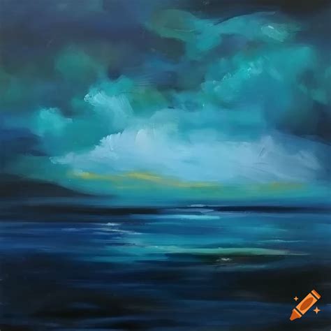 Oil painting, dark and moody, ocean scene