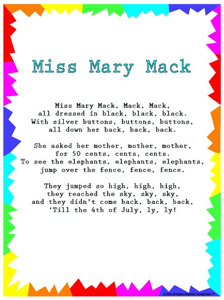 Books - Rhymes and Songs - Silly Songs - Miss Mary Mack