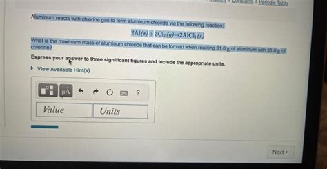 Solved Aluminum reacts with chlorine gas to form aluminum | Chegg.com