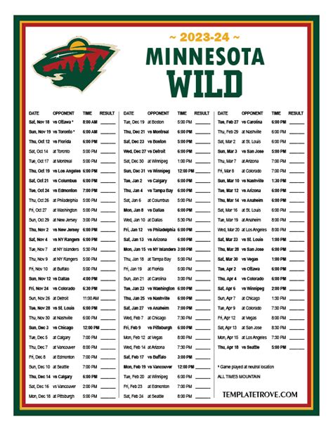 Mn Wild 2023 2024 Schedule