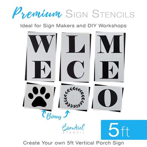 Vertical Welcome Stencil | Welcome stencil, Sign stencils, Porch signs