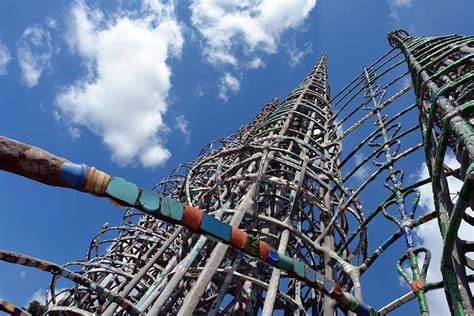 The Watts Towers as seen from the rear of the parcel of land in Watts ...