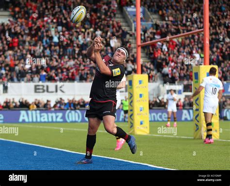 Saracens Jamie George celebrates after scoring his sides second try of ...