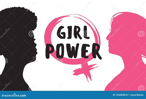 Girl Power Banner with Women`s Silhouettes and Feminism Emblem Stock Vector - Illustration of ...