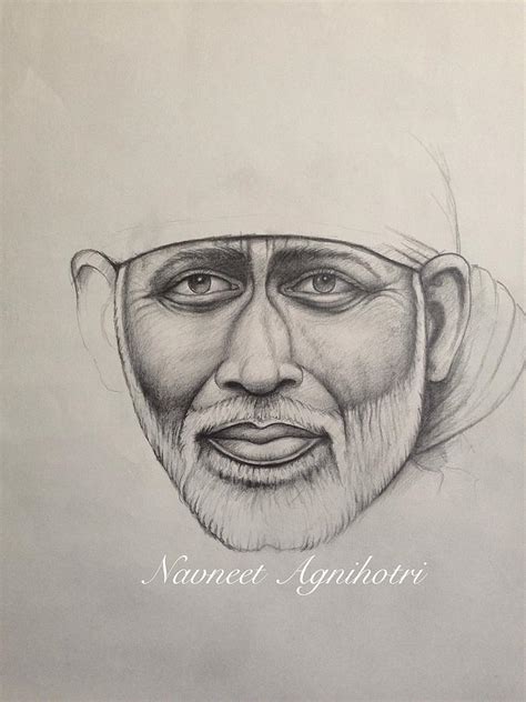 Portrait of sai baba Drawing by Navneet Agnihotri - Pixels