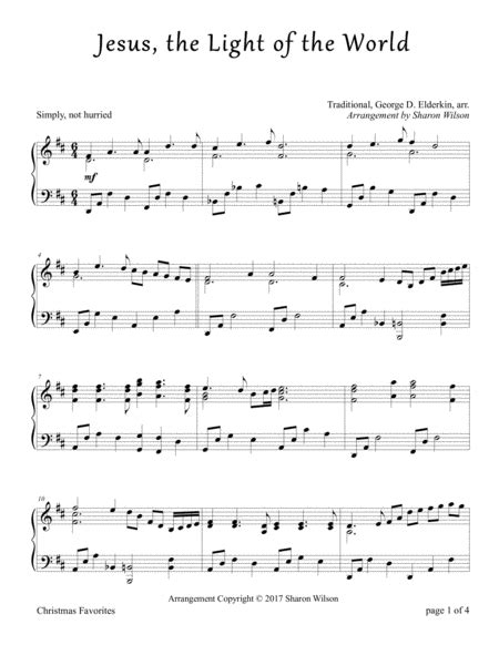 Jesus, the Light of the World Sheet Music | Sharon Wilson | Piano Solo