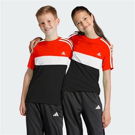 الملابس - تيشيرت Tiberio 3-Stripes Colorblock Cotton Kids - أحمر | أديداس السعودية