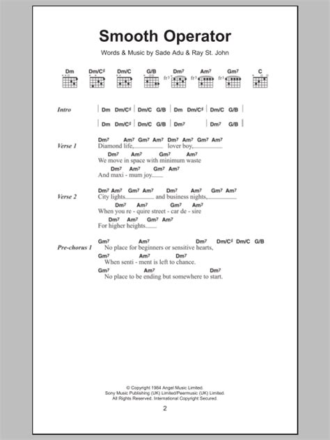 Smooth Operator by Sade - Guitar Chords/Lyrics - Guitar Instructor