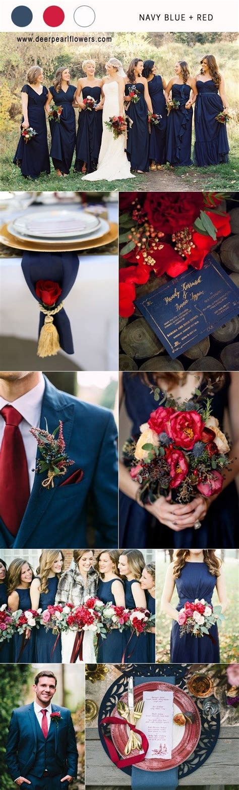 navy blue and red fall wedding color combo ideas for 2018 #blueweding #weddingcolors # ...