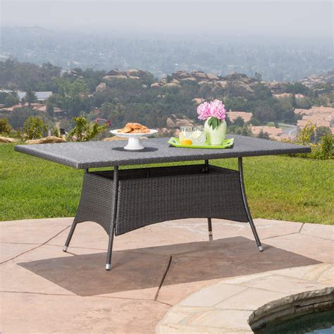 Corsica Outdoor Rectangular Grey Wicker Dining Table - Walmart.com