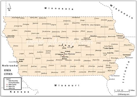 Map of Iowa Cities, List of Cities in Iowa by Population - Whereig.com