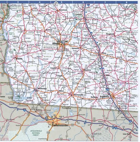 Map of Georgia Southern,Free highway road map GA with cities towns counties