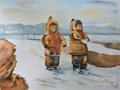 Two Inuit Children Painting by Lise PICHE