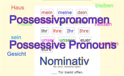 German Exercises, Pronouns, Nominative case