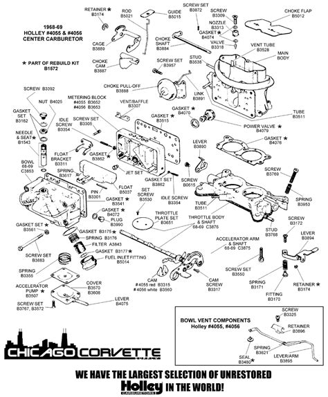 Holley Center Carburetor Assembly - Diagram View - Chicago Corvette Supply