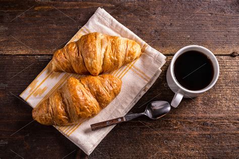 Coffee and croissants | High-Quality Food Images ~ Creative Market