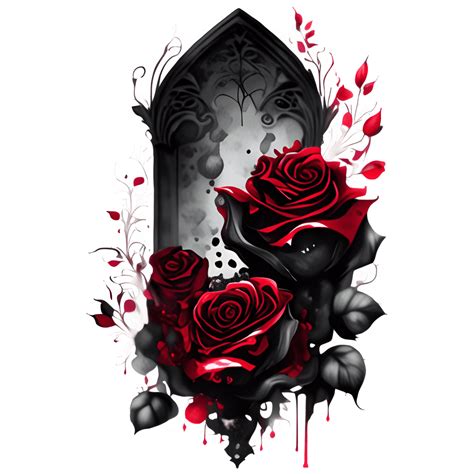 Red and Black Gothic Roses Watercolor Wallpaper · Creative Fabrica