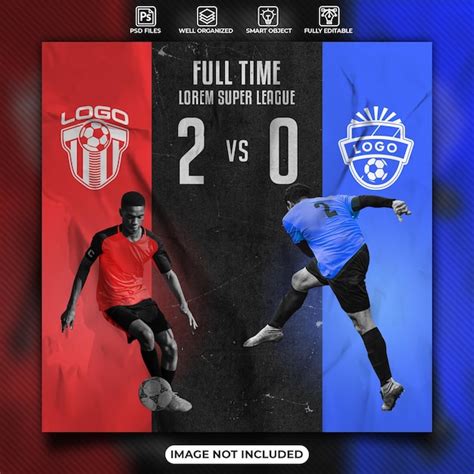 Premium PSD | Full time result football social media poster template