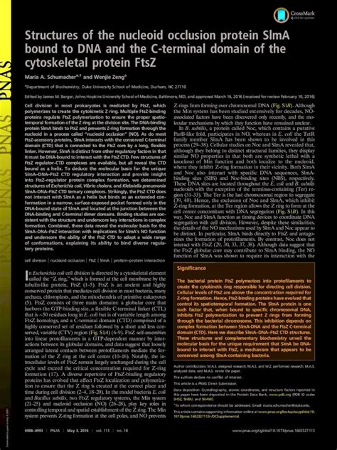 (PDF) Structures of the nucleoid occlusion protein SlmA bound to ...Structures of the nucleoid ...