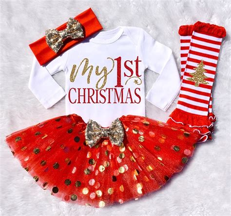 Infant Baby Girls My First Christmas Tutu Dress Skirt Romper Headband Outfit Set - Walmart ...