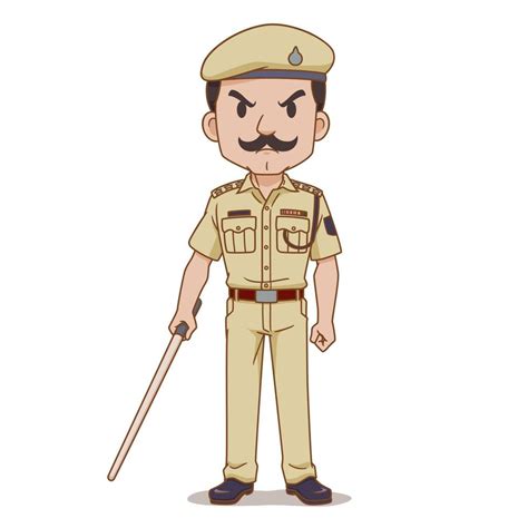 Cartoon character of Indian police holding baton. 4903344 Vector Art at ...