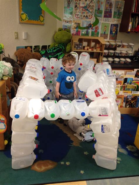 Recycled milk jugs - making an igloo | Milk jug, Recycling, Classroom