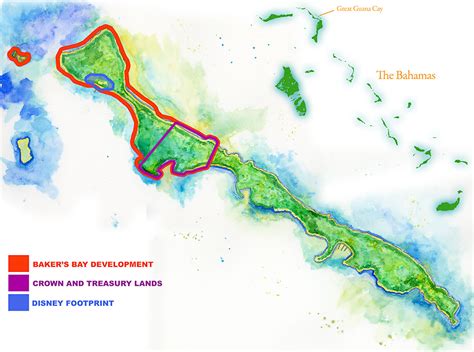 Guana Cay Map | Handpainted Map of Great Guana Cay, Abaco, Bahamas