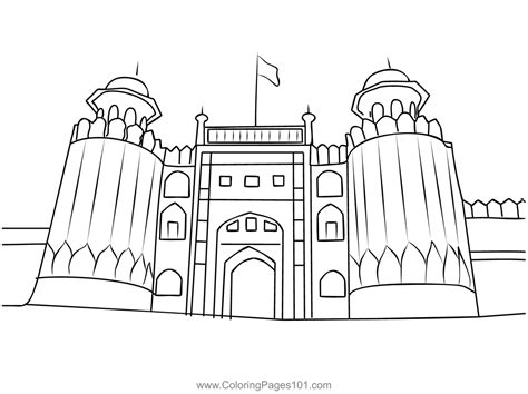 The Lahore Fort Coloring Page for Kids - Free Pakistan Printable ...