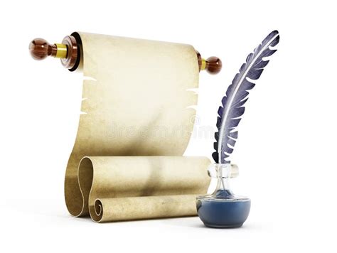 Parchment, quill and ink stock illustration. Illustration of empty - 62532187