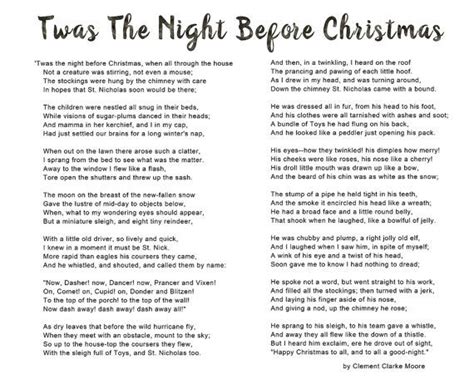 Twas the night before Christmas full poem, Typography Art, child nursery Xmas eve quote ...