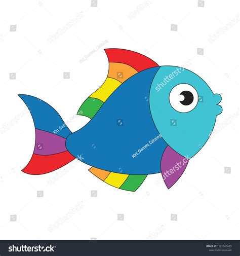 Rainbow Fish Animal Funny Cartoon Outlined Stock Vector (Royalty Free) 1191561685 | Shutterstock