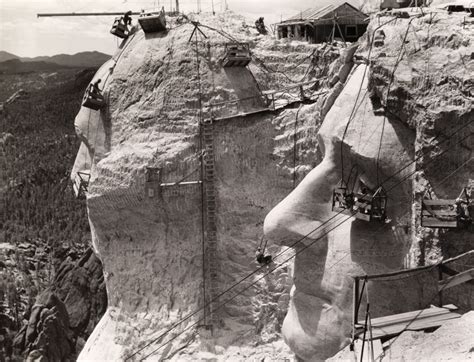 Thomas Jefferson at Mount Rushmore under construction, 1939 ~ vintage ...